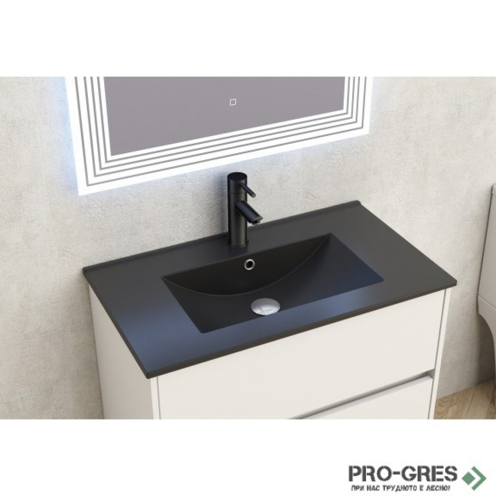 Долен шкаф за баня, с мивка,черен мат, Inter Ceramic ICP 7955+ ICC 8066B